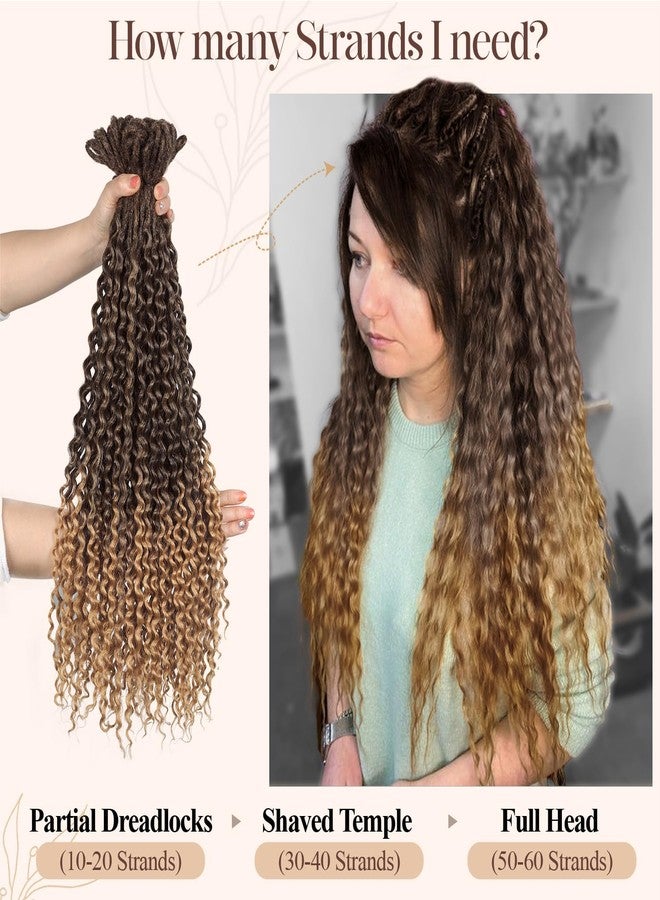 WIGER Ombre Blonde Curly Dreads Extension Wavy Double Ended Dreadlock Extensions Honey Blonde DE Ombre Curly Twist Faux Locs Hair Handmade Synthetic Soft Locs Hair Weave (20 Strands, 1B/27) - Image 2